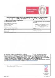 Licence et certificat BIO délivré par Bureau Veritas