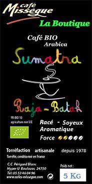 Café en grain arabica Bio Sumatra   5 kg