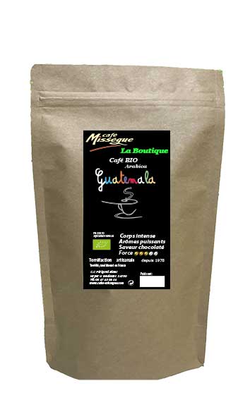 Café grain arabica Bio décaféiné sans solvant 1kg est un Café grain arabica  Décaféiné s�lectionn� par Caf� Miss�gue
