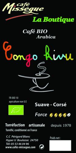 Café en grain arabica Bio Congo Kivu 250g