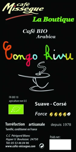 Café arabica Bio Congo Kivu 250g  Moulu