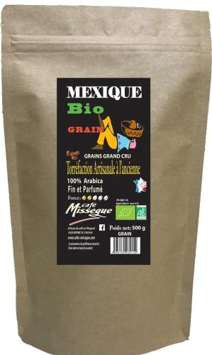 sachet café arabica en grain bio du Mexique 500g