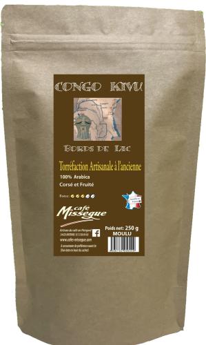 sachet 250g café arabica du Congo Kivu en grain