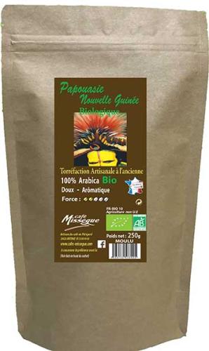 sachet 250g café arabica bio de Nouvelle Guinée en grain